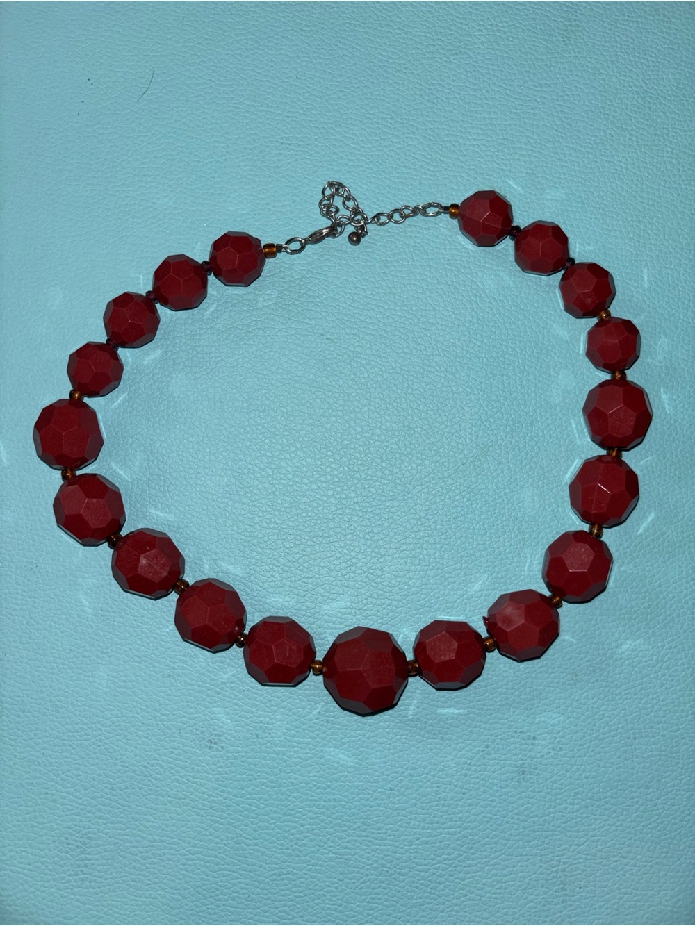 Red Beaded Statement Necklace - Women Jewelry